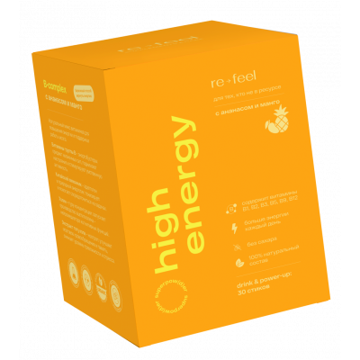 В-Комплекс для пробуждения энергии с ананасом и манго HIGH ENERGY ReFeel
